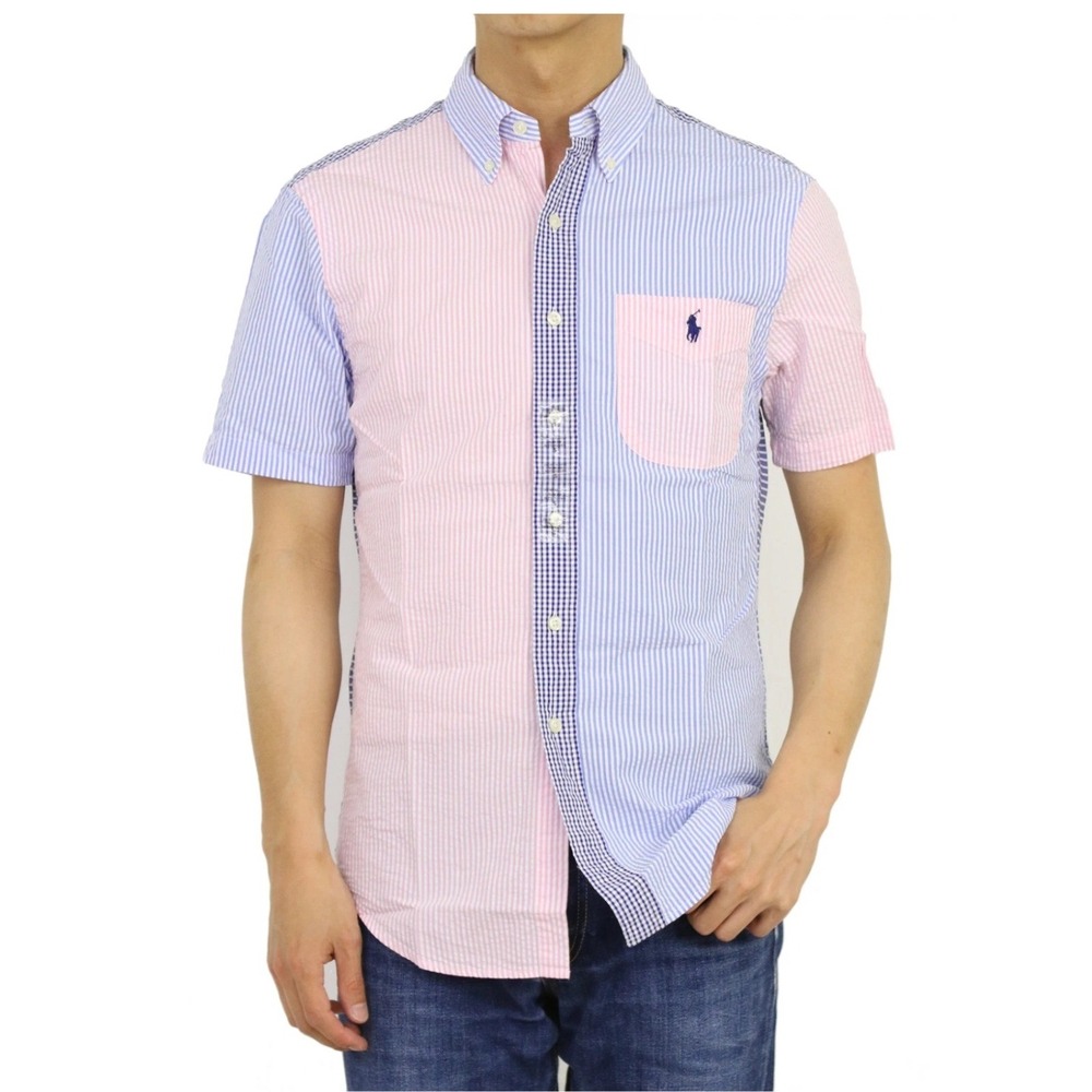 Polo Ralph Lauren Mens Seersucker Fun Shirt Multi Color Stripe Button Down Small